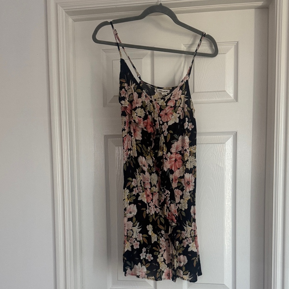 Billabong Black Floral Dress with Spaghetti Straps